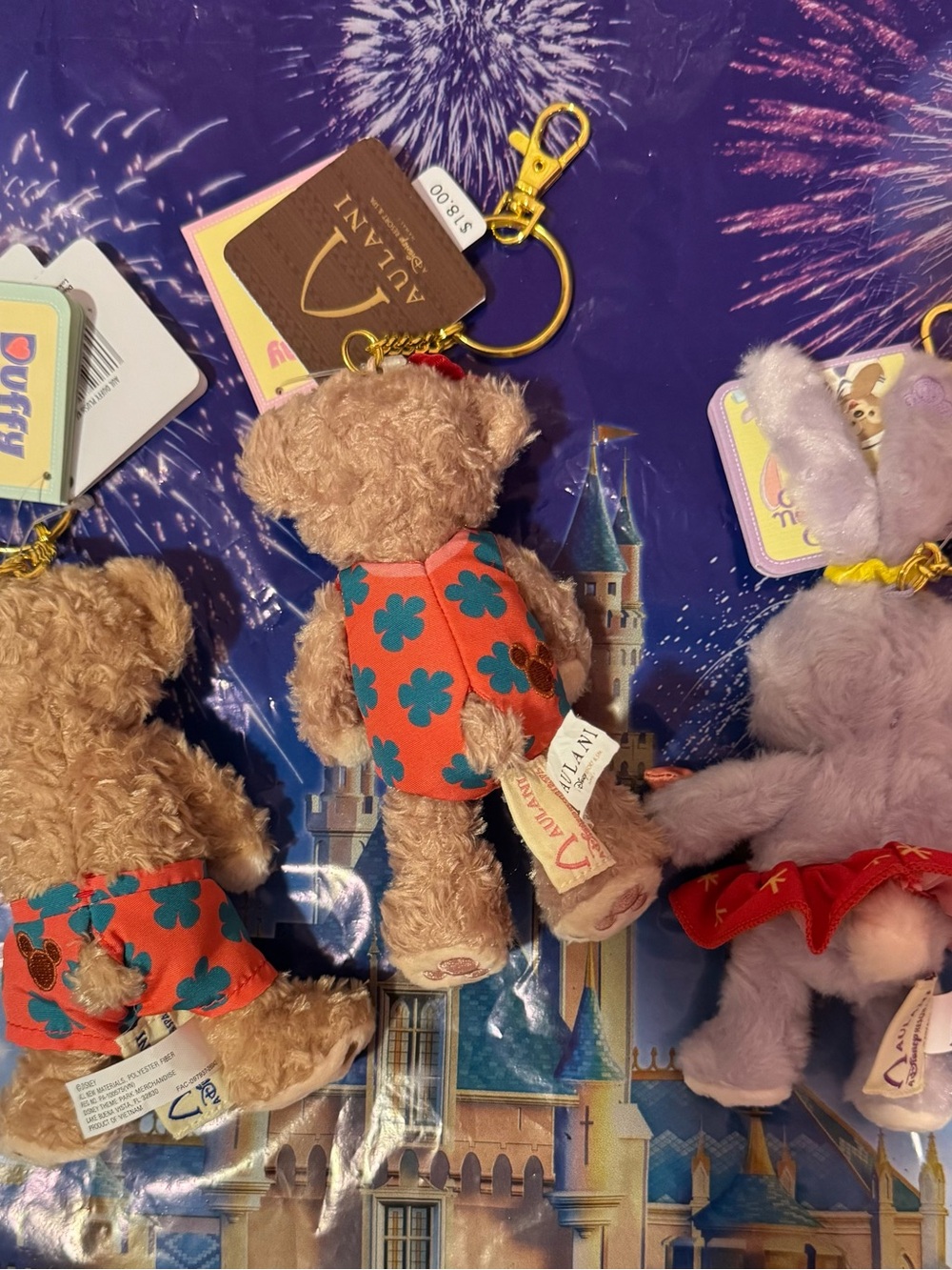Disney Aulani Duffy And Friends Shellie May Stella Lou Plush Keychain New - Picture 2 of 2
